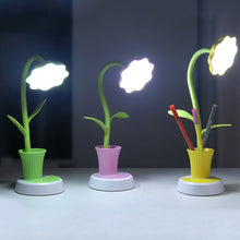 Load image into Gallery viewer, Sunflower Shape Eyes Friendly USB Rechargeable Pen Holder LED Table Lamp Light Desktop Home Decoration