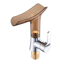 Load image into Gallery viewer, Transparent Wine Glass Shape Bathroom Basin Deck Mounted Waterfall Facuet Mixer Tap