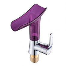 Load image into Gallery viewer, Transparent Wine Glass Shape Bathroom Basin Deck Mounted Waterfall Facuet Mixer Tap