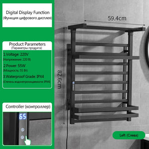 OXG Black/White Electric Towel Rack Touch Digital Display,Energy Saving Electric Towel Holder,Electric Towel Heater Thermostatic