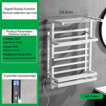 Load image into Gallery viewer, OXG Black/White Electric Towel Rack Touch Digital Display,Energy Saving Electric Towel Holder,Electric Towel Heater Thermostatic
