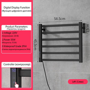 OXG Black/White Electric Towel Rack Touch Digital Display,Energy Saving Electric Towel Holder,Electric Towel Heater Thermostatic