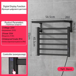 OXG Black/White Electric Towel Rack Touch Digital Display,Energy Saving Electric Towel Holder,Electric Towel Heater Thermostatic