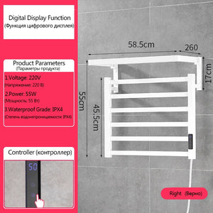 OXG Black/White Electric Towel Rack Touch Digital Display,Energy Saving Electric Towel Holder,Electric Towel Heater Thermostatic