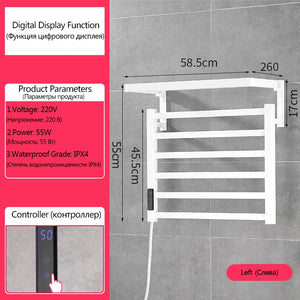 OXG Black/White Electric Towel Rack Touch Digital Display,Energy Saving Electric Towel Holder,Electric Towel Heater Thermostatic