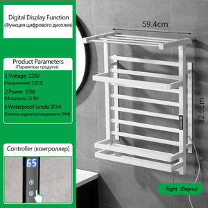 OXG Black/White Electric Towel Rack Touch Digital Display,Energy Saving Electric Towel Holder,Electric Towel Heater Thermostatic