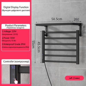 OXG Black/White Electric Towel Rack Touch Digital Display,Energy Saving Electric Towel Holder,Electric Towel Heater Thermostatic