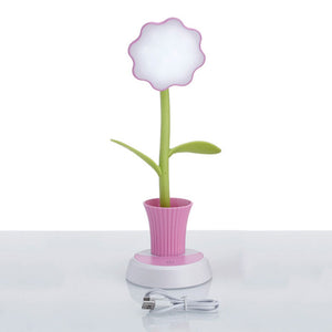 Sunflower Shape Eyes Friendly USB Rechargeable Pen Holder LED Table Lamp Light Desktop Home Decoration