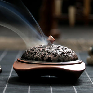 Chinese Dragon Pattern Durable zinc Alloy Metal Incense buddhist Burners Holder Safe Censer Aromatherapy