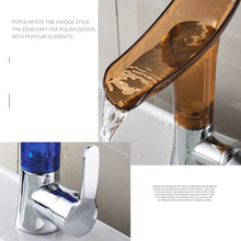 Load image into Gallery viewer, Transparent Wine Glass Shape Bathroom Basin Deck Mounted Waterfall Facuet Mixer Tap
