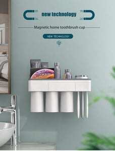 Magnetic Adsorption Inverted Toothbrush Holder